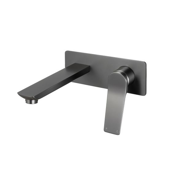RUSHY Square Brushed Gun Metal Grey Wall Mixer with Spout(color up)(with extension)