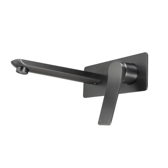 RUSHY Square Brushed Gun Metal Grey Wall Mixer with Spout(color up)(with extension)