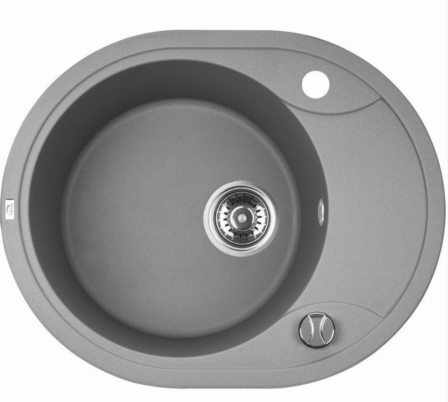 Laveo 470*580*198mm Grey Granite Stone Sink Single Bowl with Short Drainer(including Space Saving Siphon and Automatic Plug)