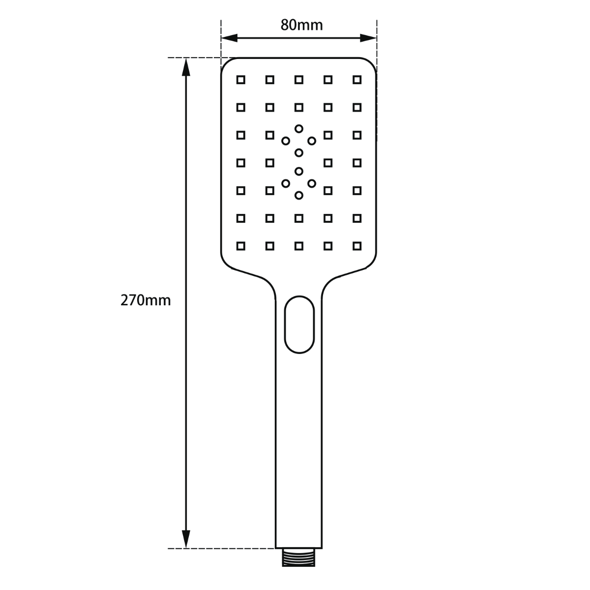 Square 3 Functions Black Rainfall Handheld Shower Head
