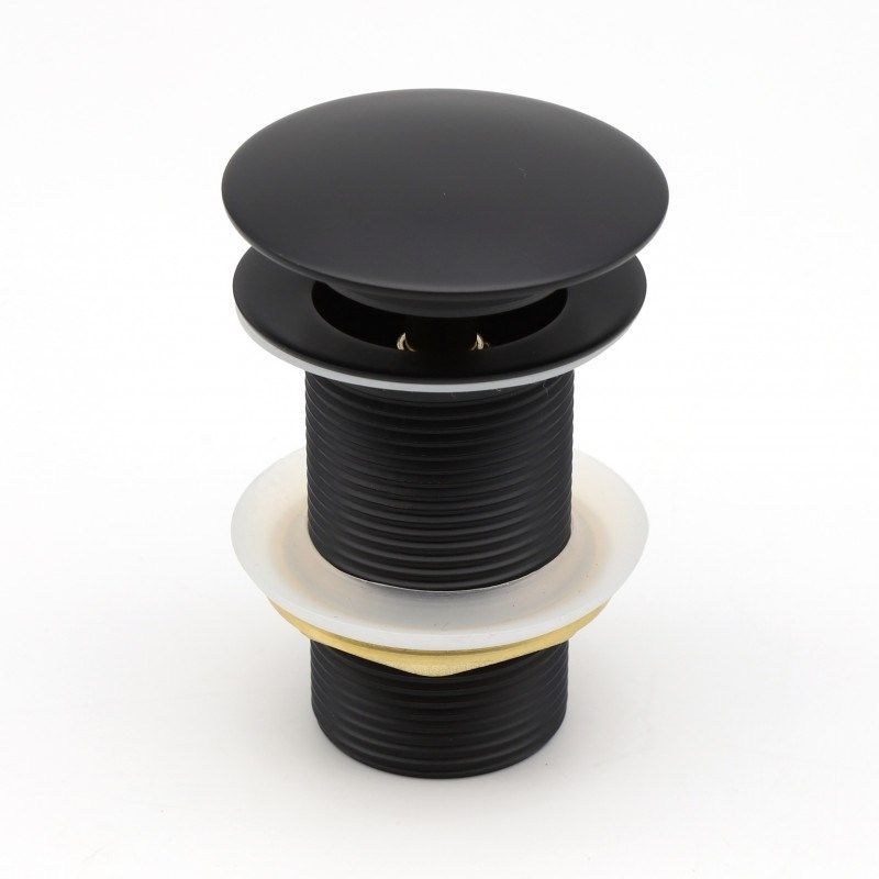 32/40mm Black Mushroom Solid Brass Basin Pop Up Waste NO Overflow-YT Bathroom
