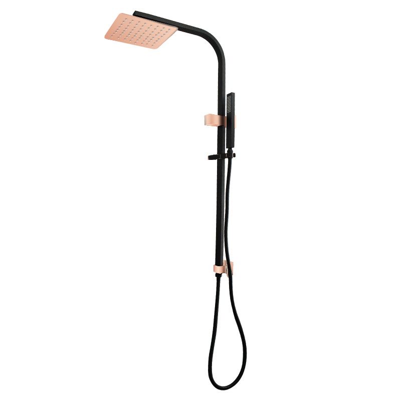 8" Square Black & Rose Gold Shower Station Top Water Inlet