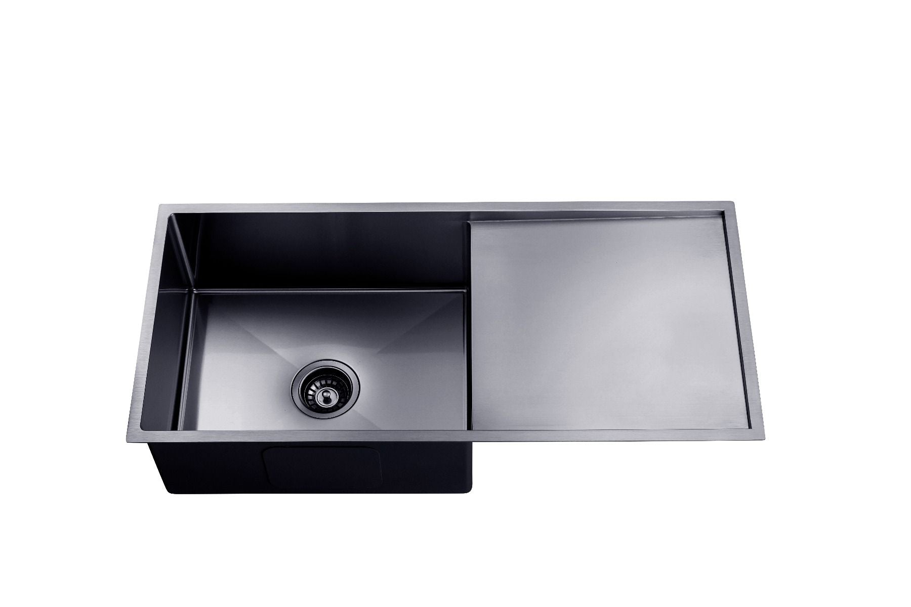 304 Stainless Steel Gun Metal Grey PVD Coating Single Bowl Kitchen Sink with Drainer(Round Edges,with Bottom Tray)960*450*230mm