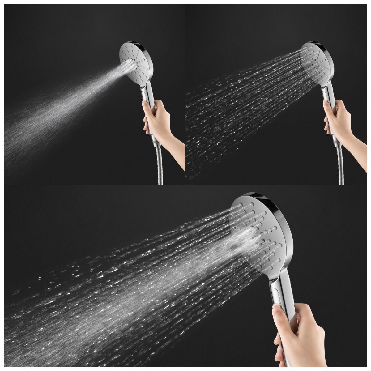 Round Chrome ABS 3 Function Handheld Shower Only-YT Bathroom