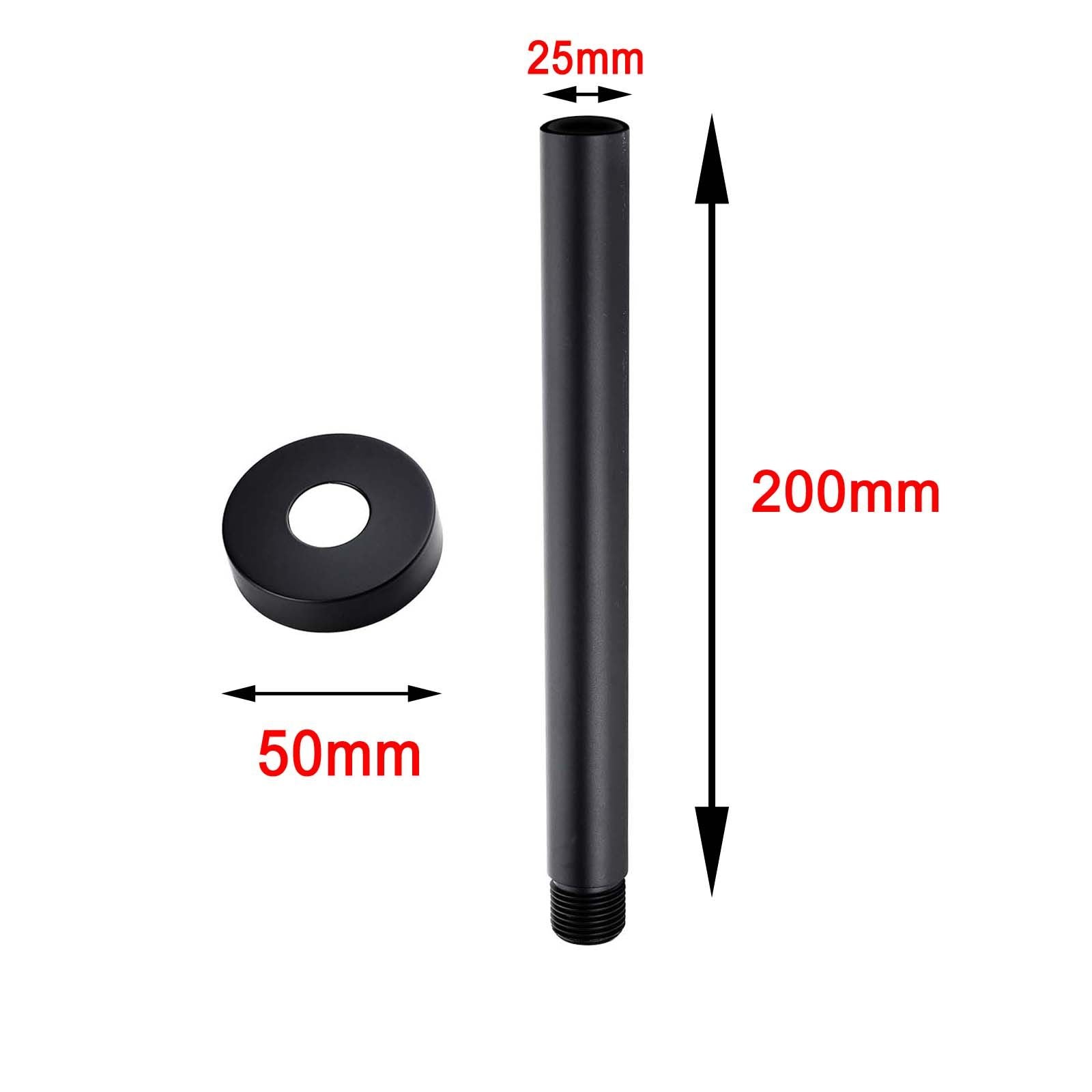 Round Black Ceiling Shower Arm 200mm-YT Bathroom