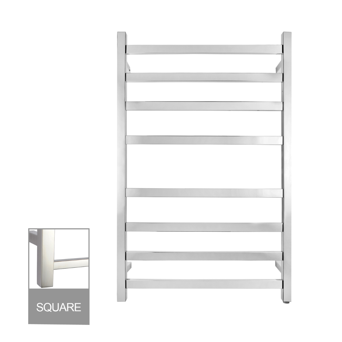 Square Chrome Electric Heated Towel Rack 8 Bars