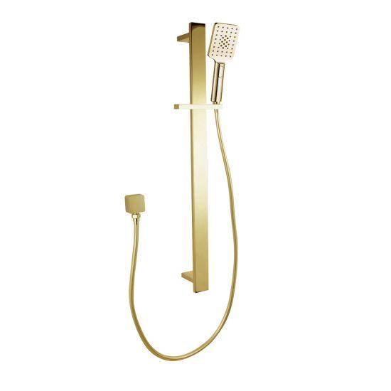 SH Brushed Yellow Gold Square Handheld Shower Rail Set