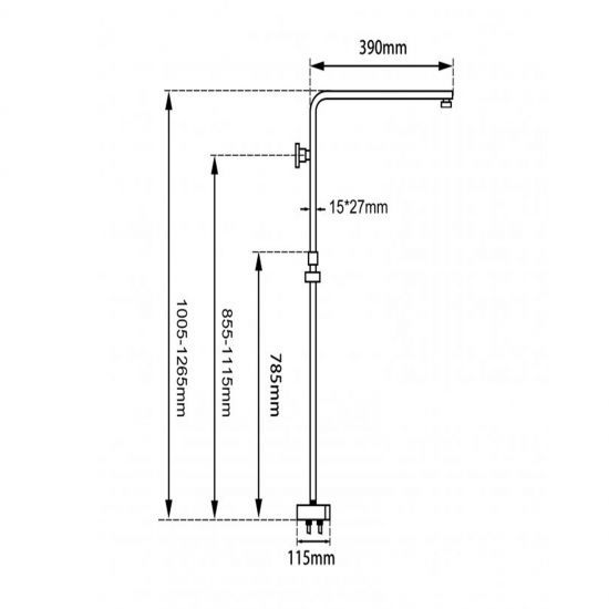 Square Black Shower Station without Shower Head an