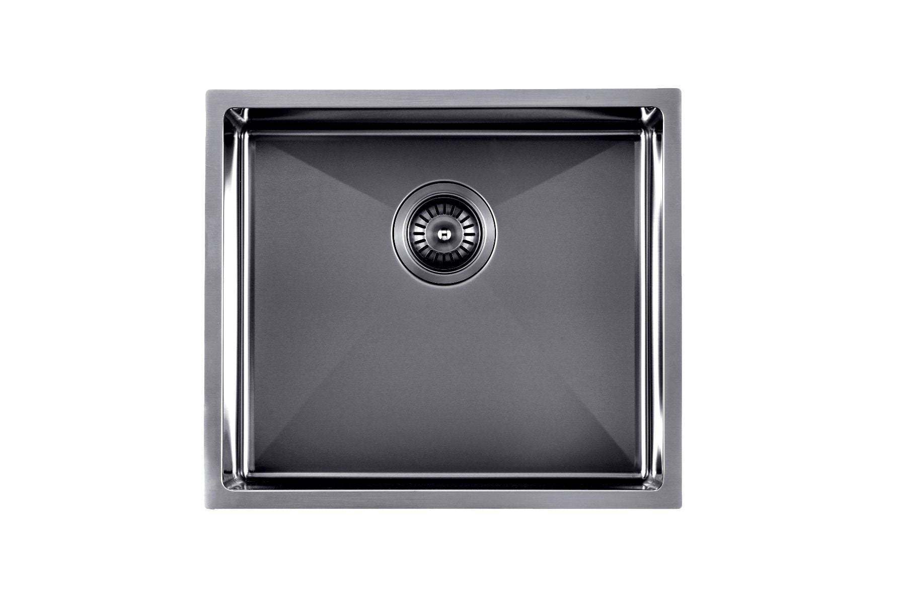 Gun Metal Grey 490x440x230mm 1.2mm Handmade Top/Undermount Single Bowl Kitchen/Laundry Sink