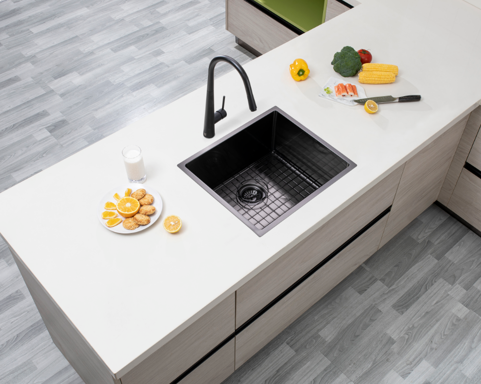 Gun Metal Grey 510x450x230mm 1.2mm Handmade Top/Undermount Single Bowl Kitchen/Laundry Sink