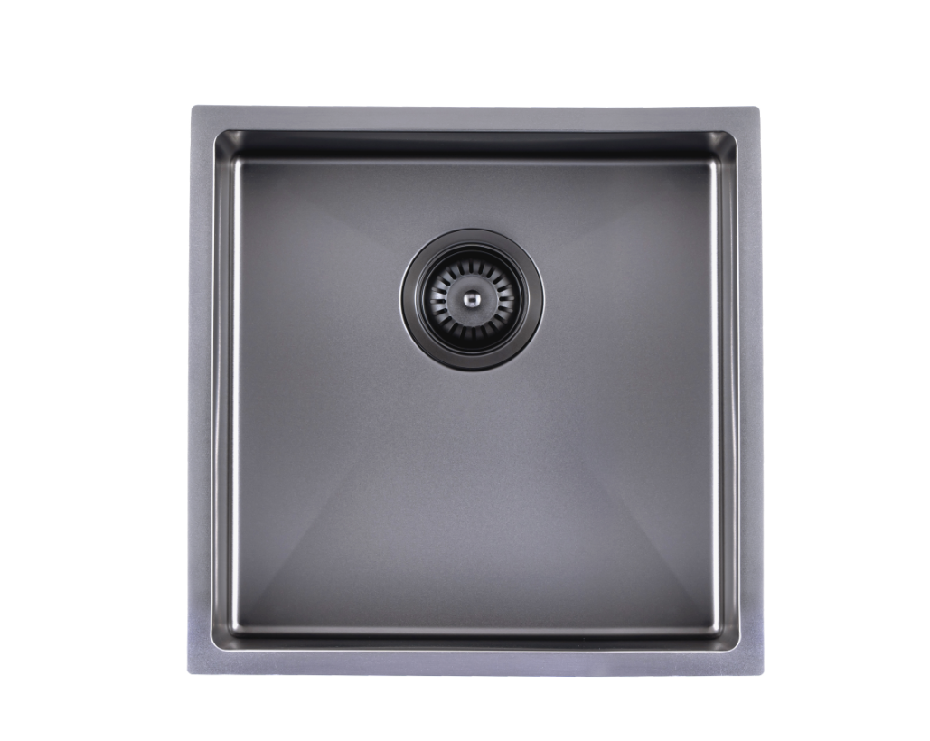 Gun Metal Grey 440x440x205mm Satin Stainless Steel Handmade Single Bowl Sink for Flush Mount and Undermount