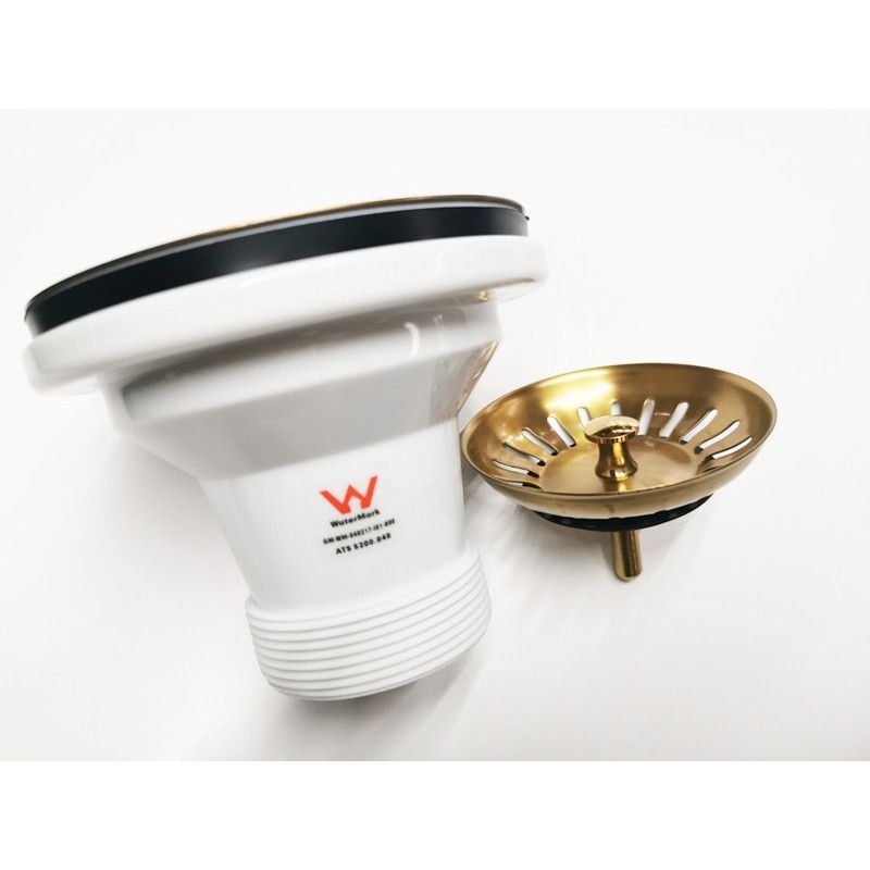 90/114mm Kitchen Sink Gold Strainer Waste Assembly Stainless Steel 304-YT Bathroom