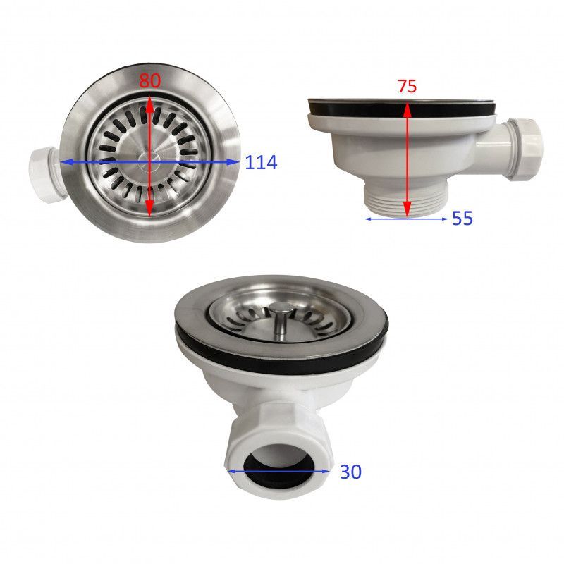 80/114mm Kitchen Sink Waste (With Overflow)-YT Bathroom