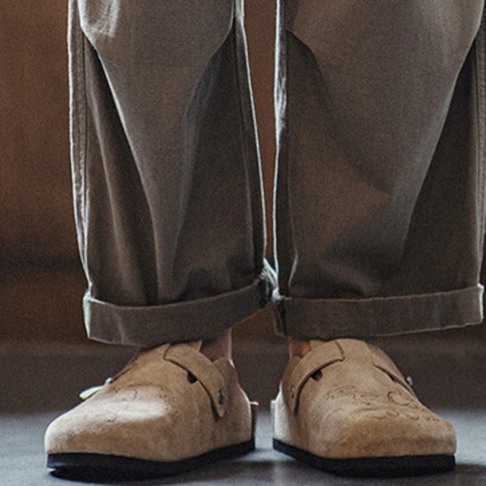 插畫版穆勒鞋半拖男夏季新款厚底外穿釣魚平底包頭涼拖鞋