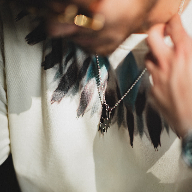 美式復古印第安羽毛印花短袖做舊寬松民族風T恤