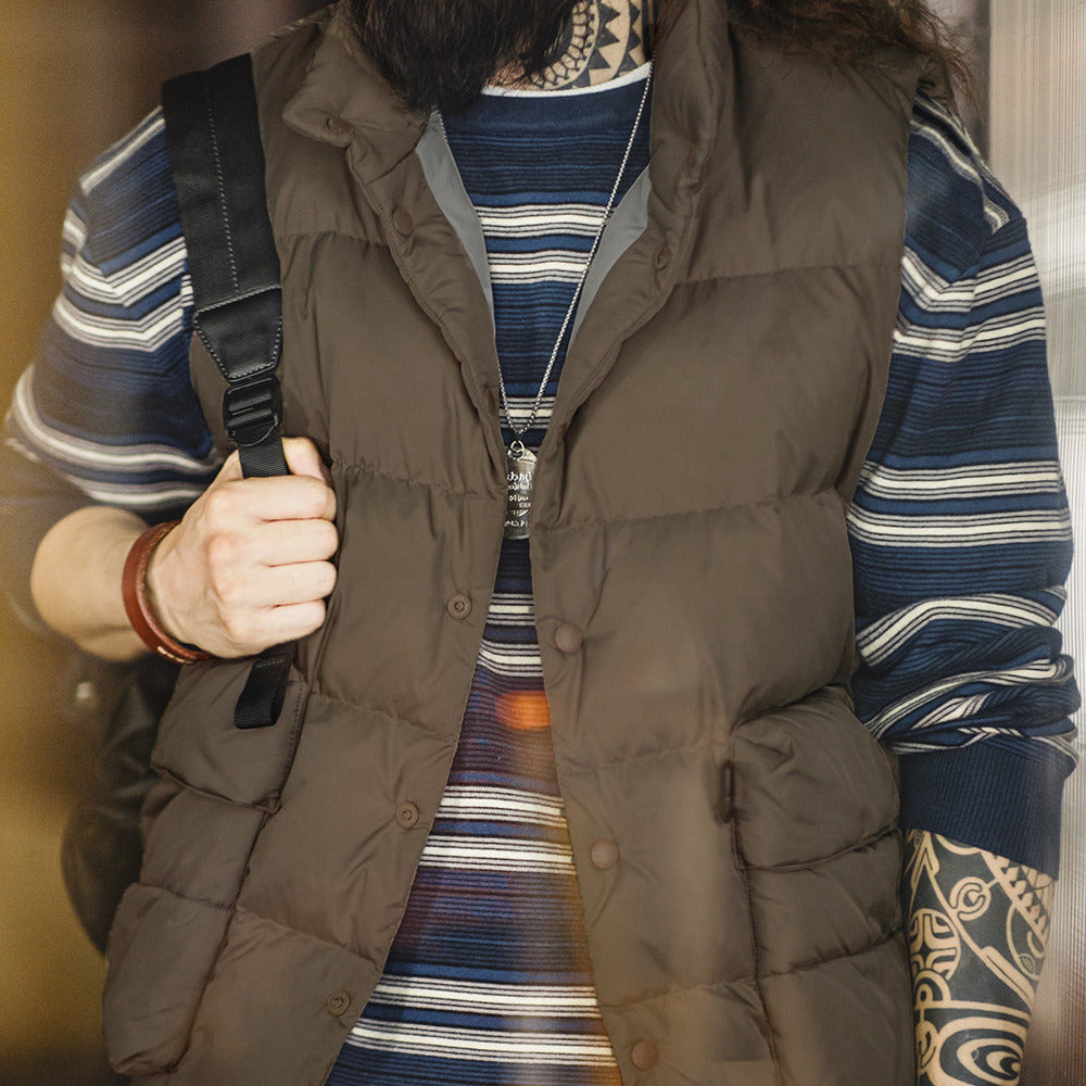 美式休閑輕薄羽絨馬甲鴨絨保暖立領內搭外穿背心