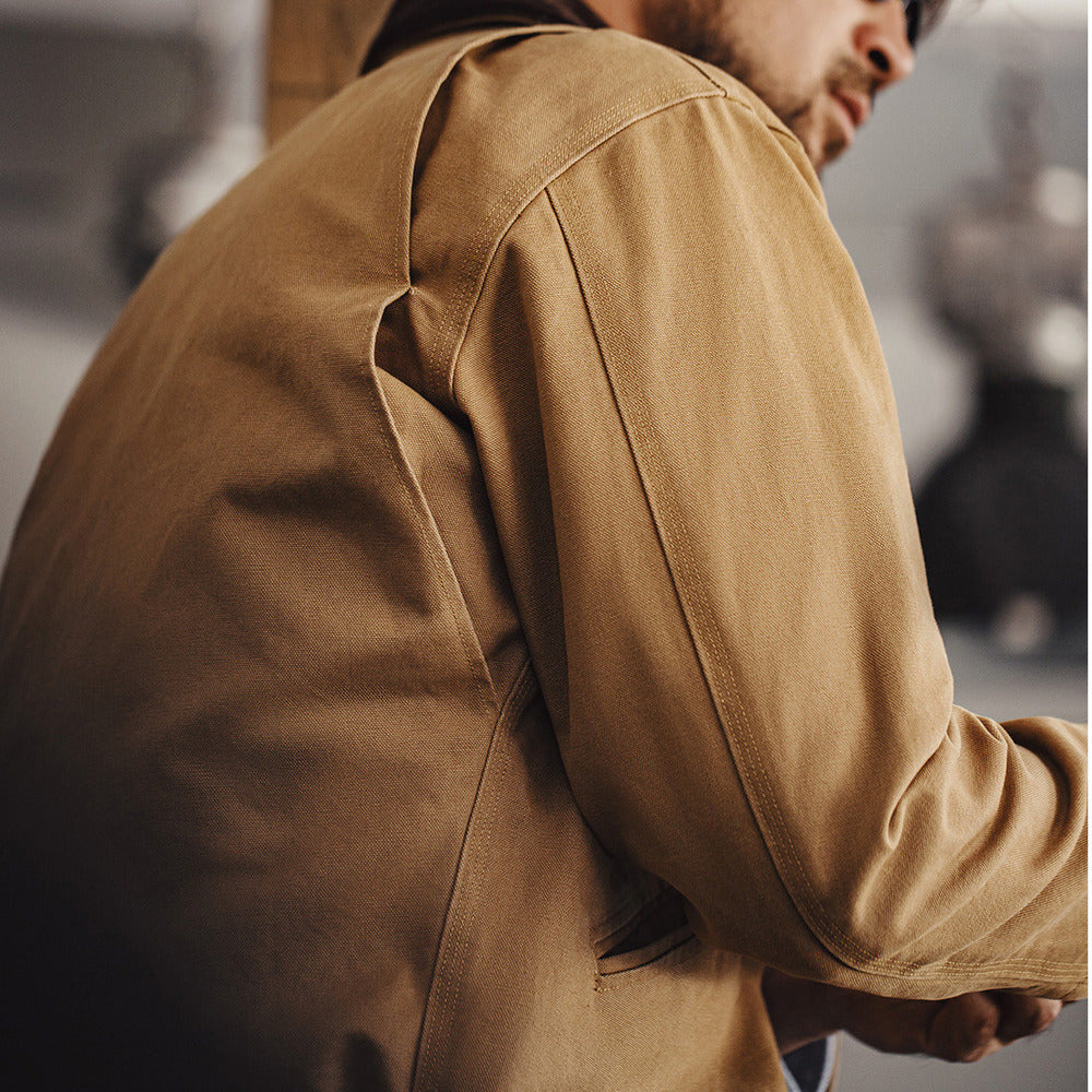 美式復古底特律獵裝夾克阿美咔叽帆布翻領外套