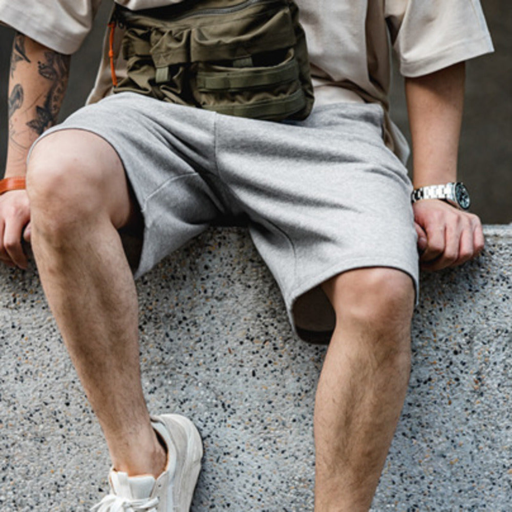 美式復古灰色休閒褲針織短褲運動衛褲五分籃球褲