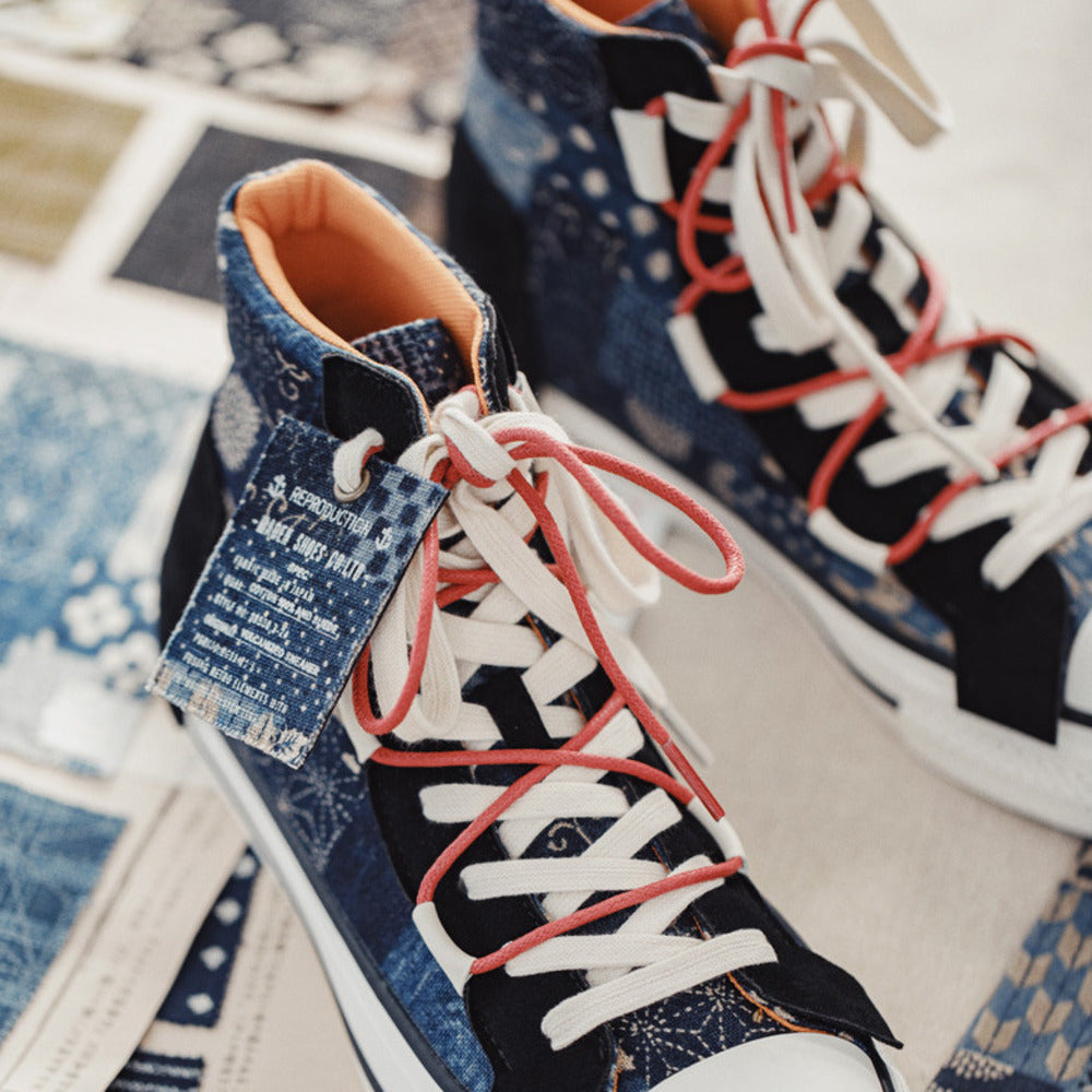 夏季新款男鞋復古高幫帆布鞋潮流印花休閒鞋子腰果花板鞋