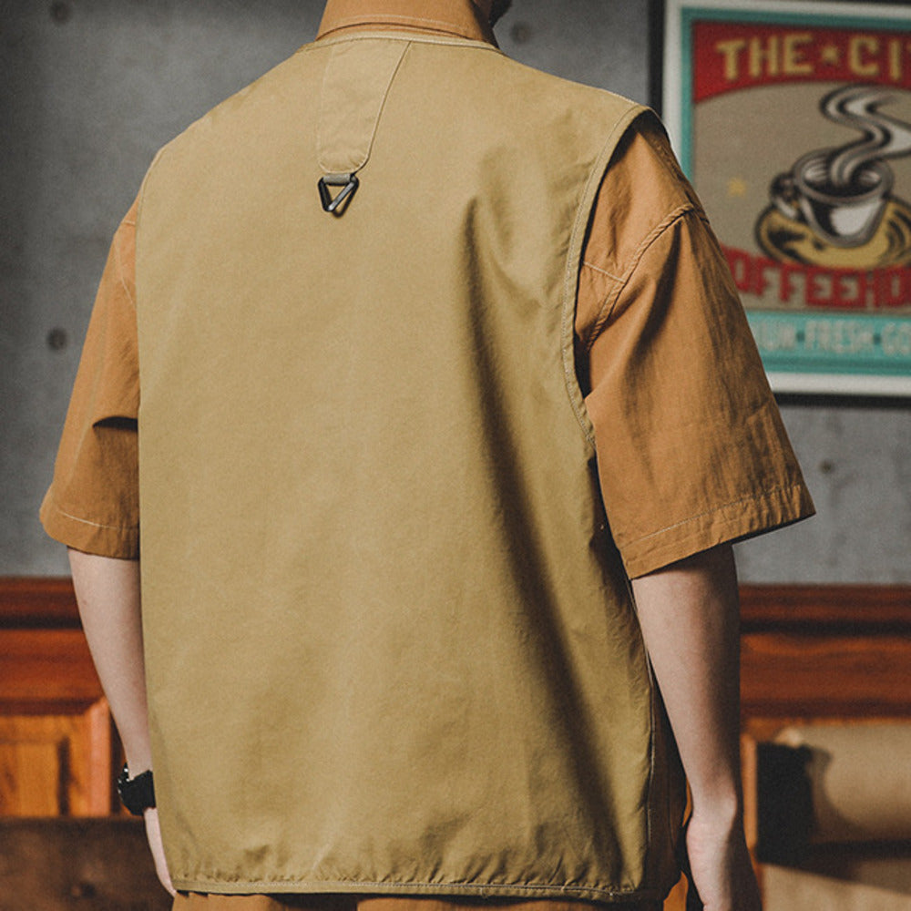 美式復古工裝馬甲男夏季山系戶外露營夾克外套潮牌馬夾