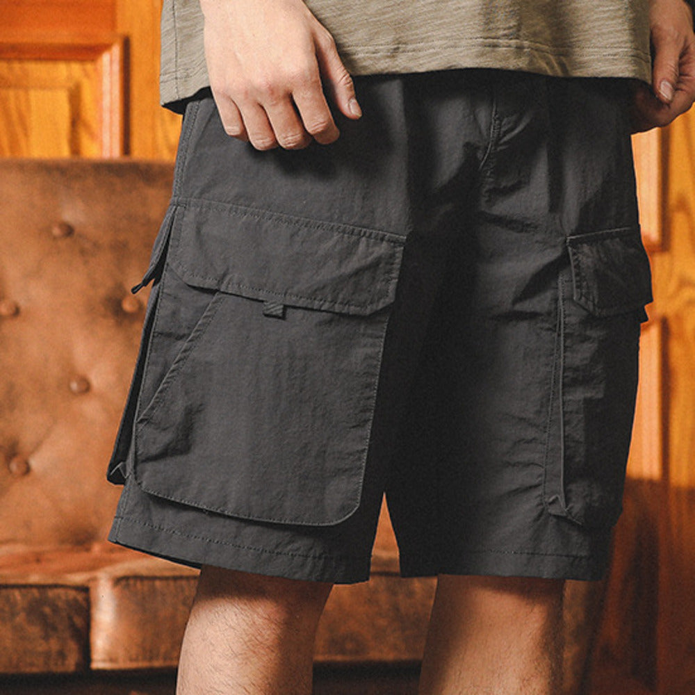 多口袋工裝短褲男夏季潮牌寬松休閑戶外山系機能速幹美式五分褲子