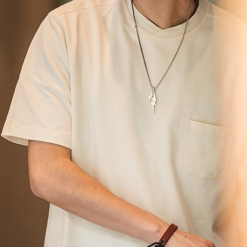 復古T恤棒球領口袋運動半袖短袖打底衫