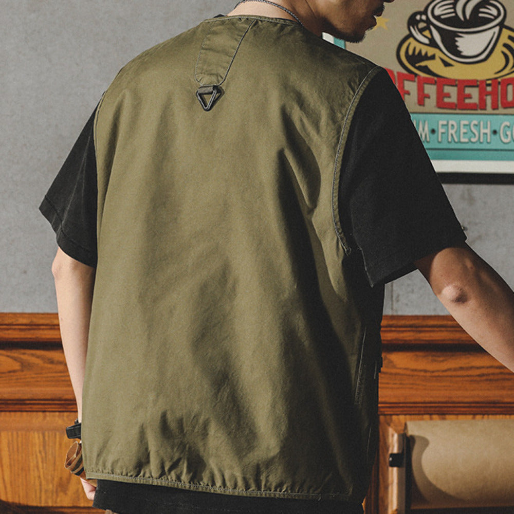 美式復古工裝馬甲男夏季山系戶外露營夾克外套潮牌馬夾