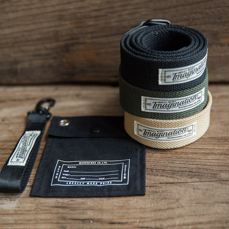 尼龙帆布双环扣编织阿美咔叽休闲皮带裤腰