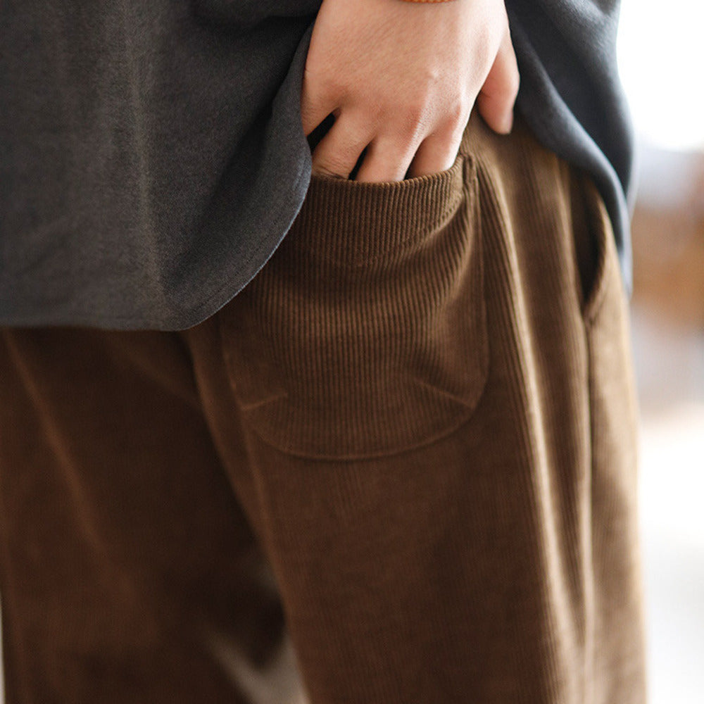 雪尼爾免燙垂感聰明褲束腳慵懶直筒休閑長褲