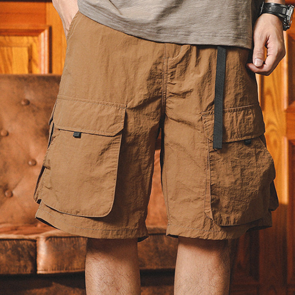 多口袋工裝短褲男夏季潮牌寬松休閑戶外山系機能速幹美式五分褲子