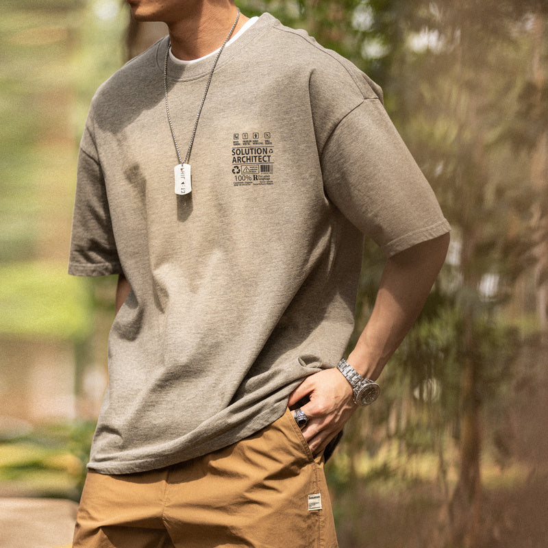 美式復古水洗做舊T恤蠟染水洗休閑印花半袖短袖棉打底衫