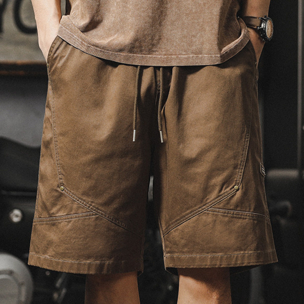 美式工裝短褲男士寬松大碼休閑復古水洗中褲夏季薄款潮流五分褲子