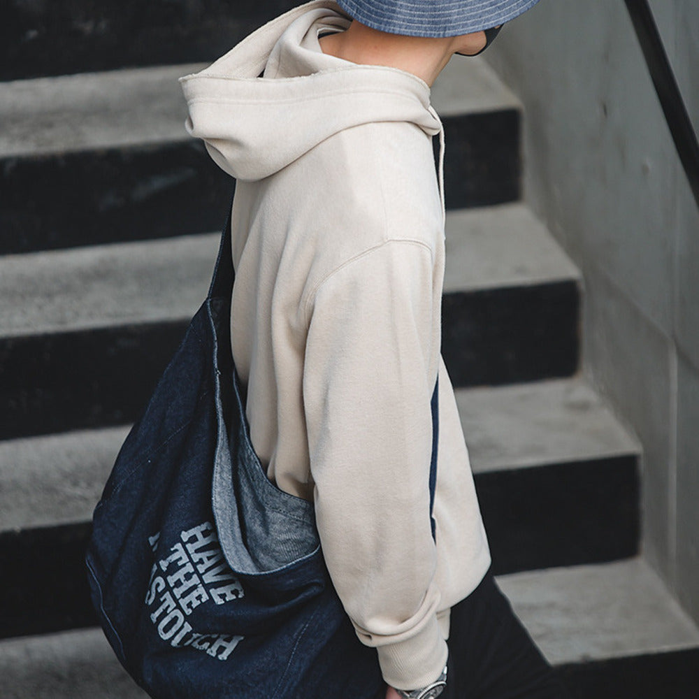 復古灰色連帽衛衣vintage阿美咔叽純色運動外套