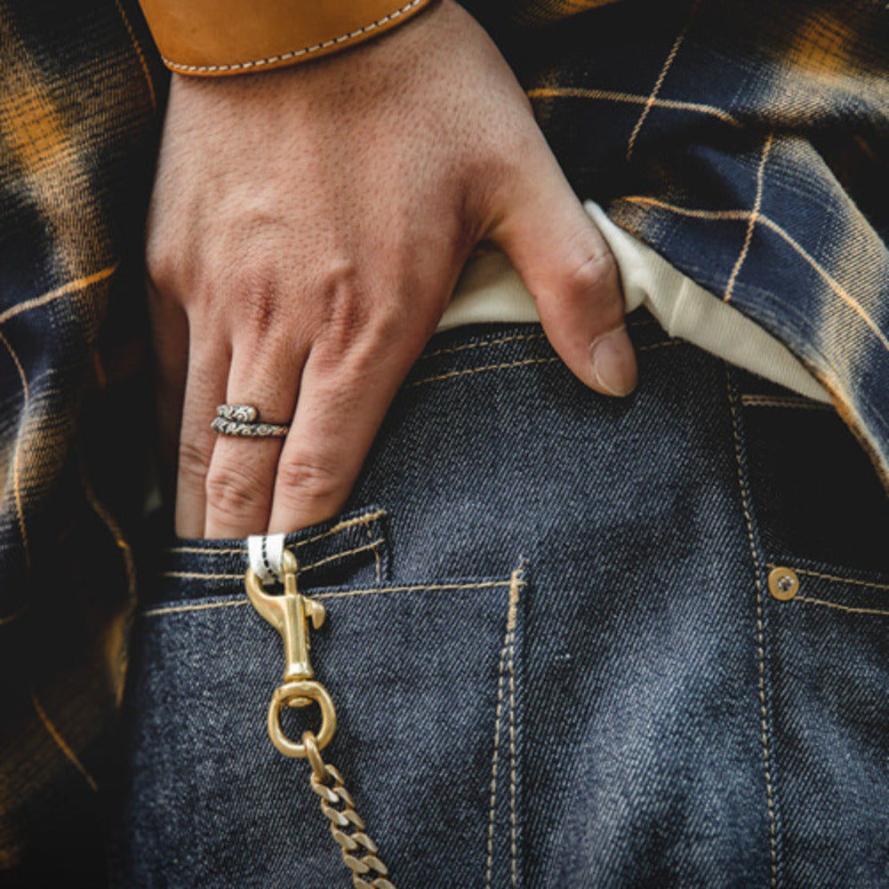 復古丹寧赤耳原牛直筒牛仔褲養牛長褲