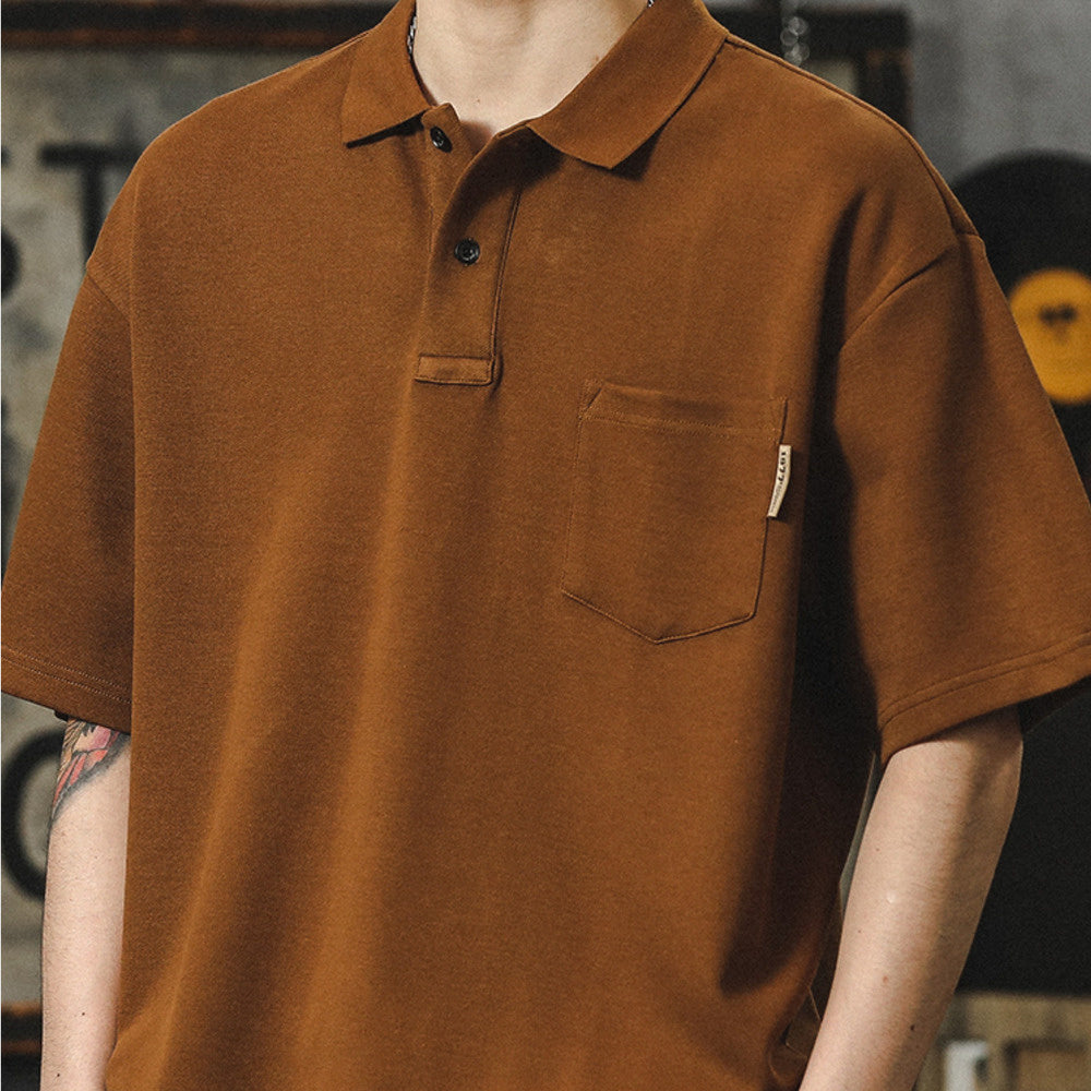 夏季2024新款polo衫男高級感美式休閑寬松大碼有翻領短袖t恤