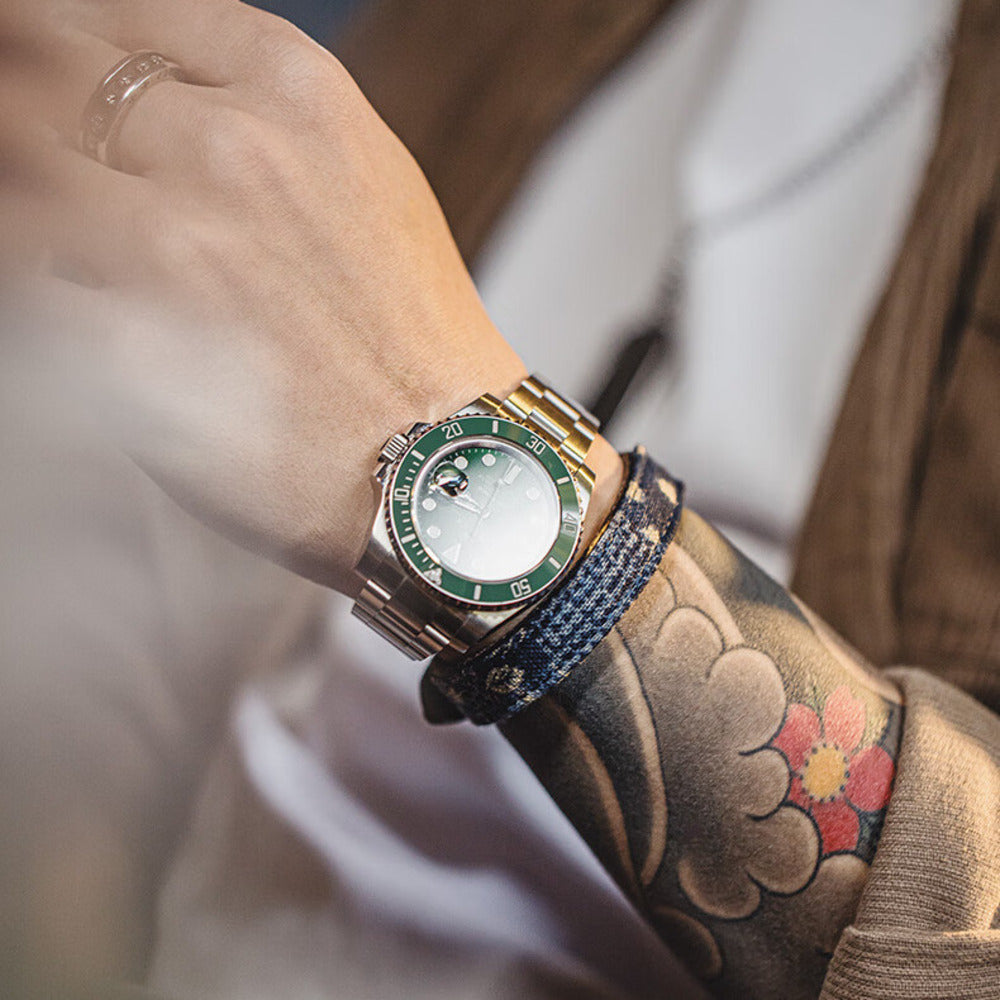 復古boro百家布拼接手環黃銅頭層植鞣牛皮手镯配飾品