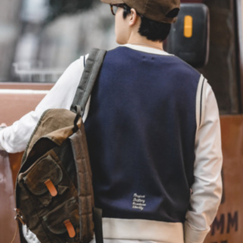 情侶學院風針織馬甲背心圓領套頭毛衣無袖疊穿上衣