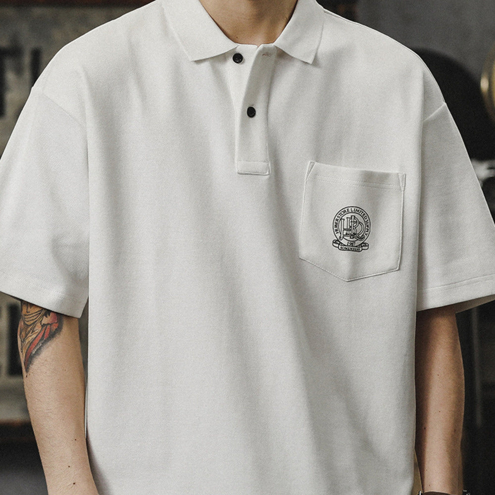 高級感舒適翻領T恤男士潮牌高端黑色簡約寬松潮流百搭短袖Polo衫