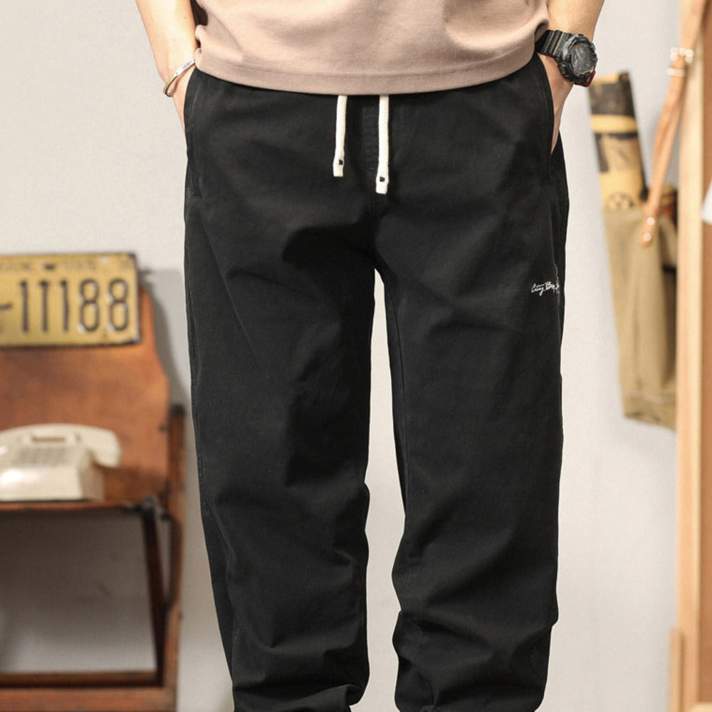 直筒垂感純棉春季美式復古工裝褲運動收腿褲