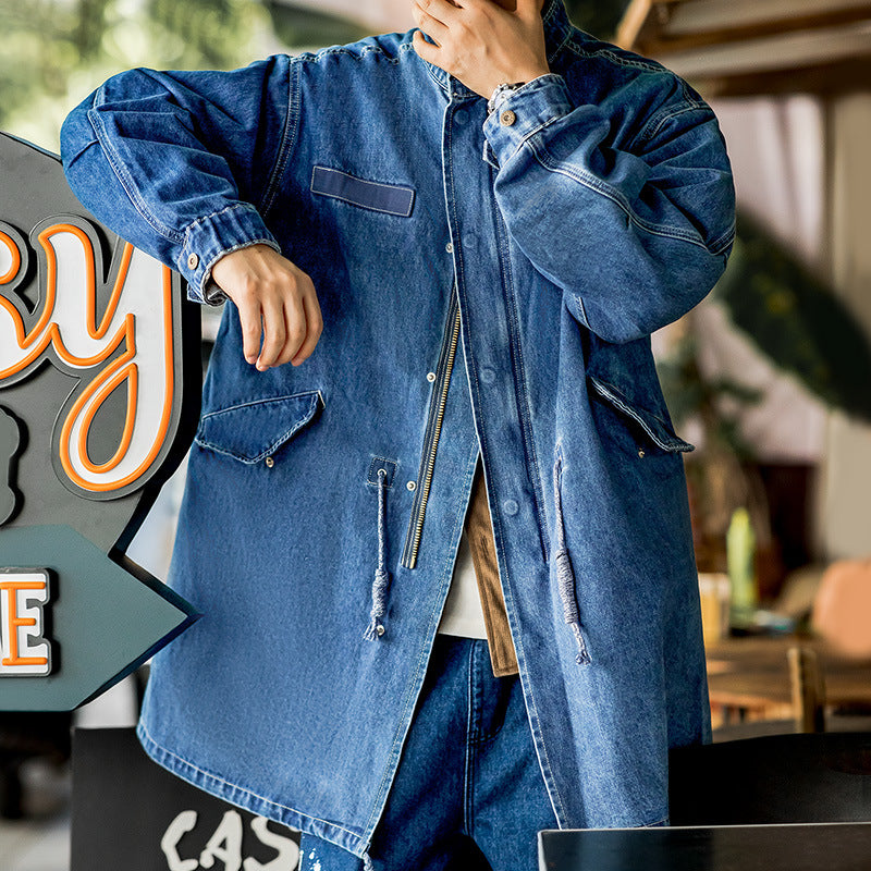 復古M65丹寧牛仔魚尾寬松廓形外套