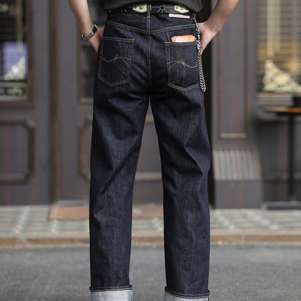 夢露Marilyn系列14OZ提臀闊腿特深蘭加黑官脫赤耳牛仔褲