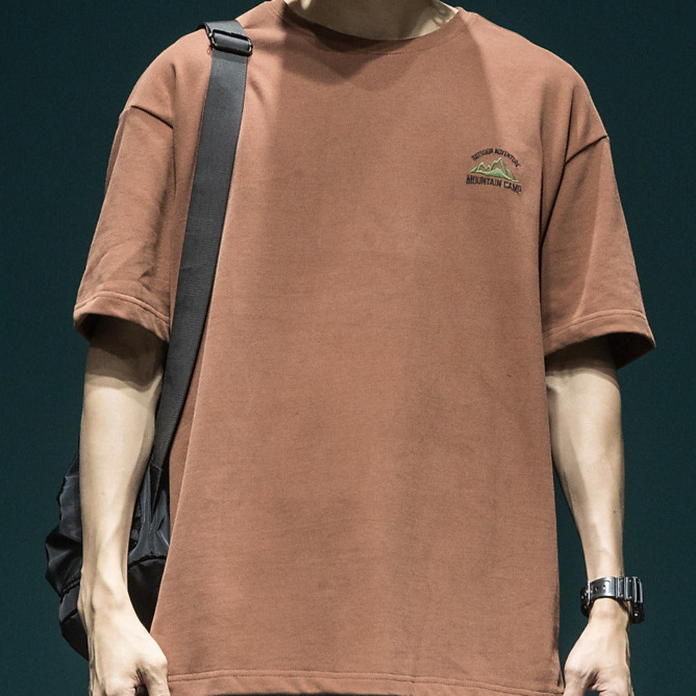 夏季大印花短袖t恤男寬松大碼ins潮流T恤上衣男