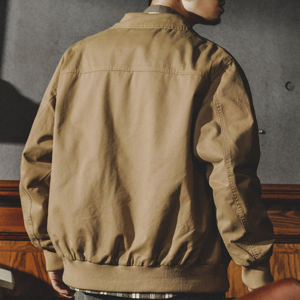 美式復古工裝外套男士春秋季寬松休閑翻領獵裝夾克