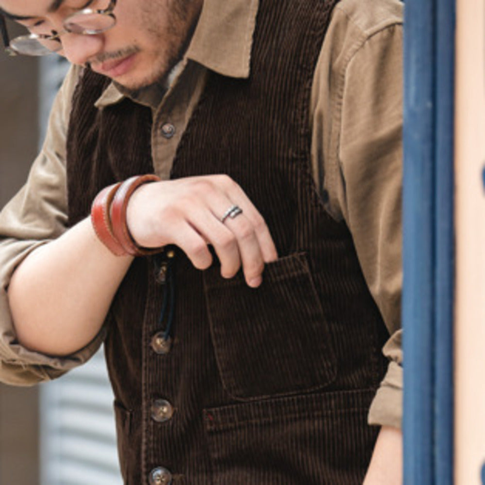 美式復古獵裝馬甲燈芯絨背心阿美咔叽坎肩外套