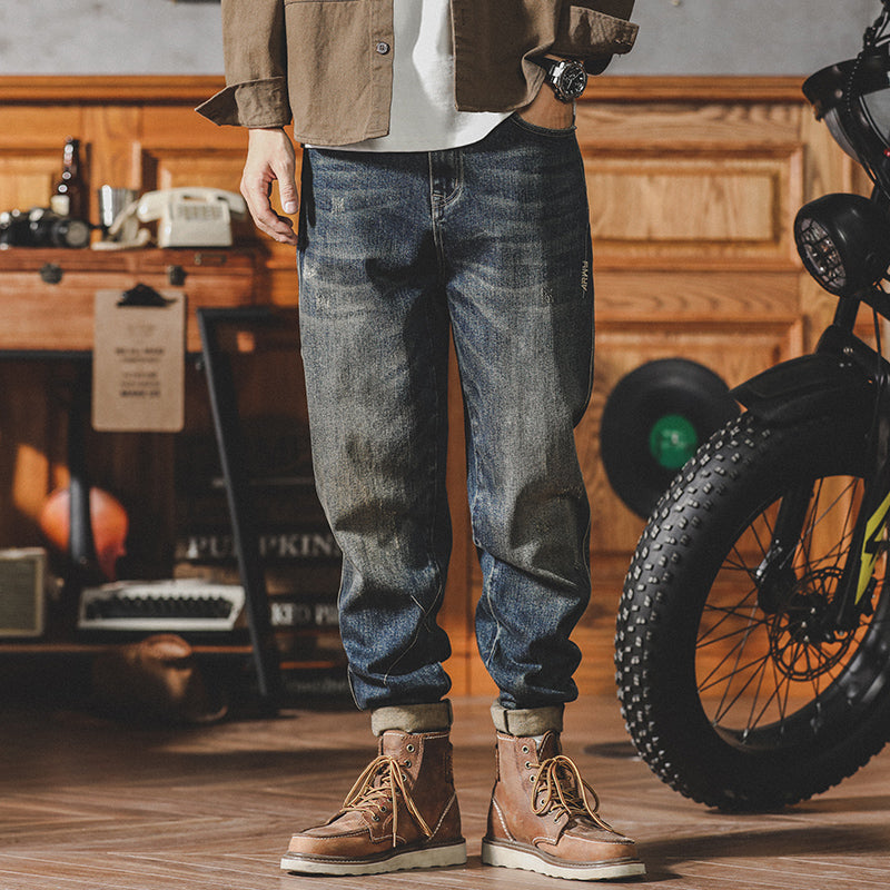 美式復古牛仔褲男士直筒春季寬松水洗做舊阿美咔叽休閑長褲