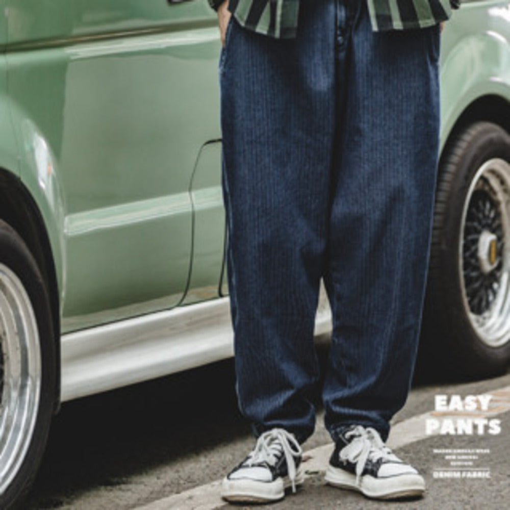 休閑丹寧錐形牛仔褲寬松蘿蔔束腳燈籠褲哈倫褲