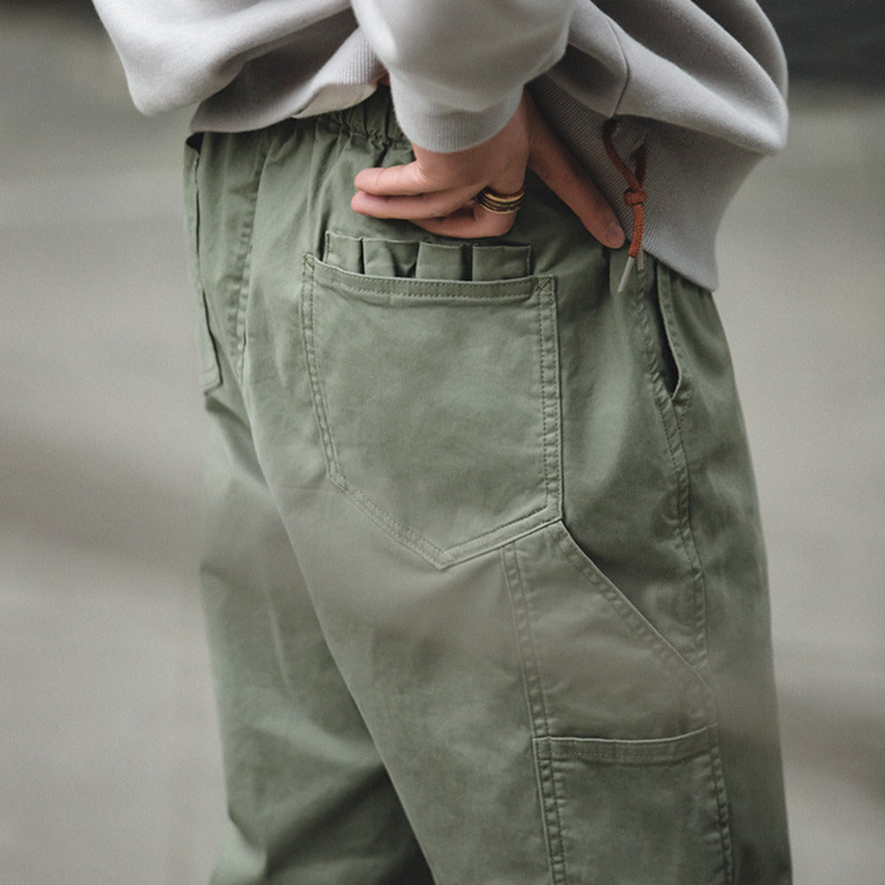 美式復古中腰黑色束腳褲抽繩哈倫休閑褲燈籠褲長褲