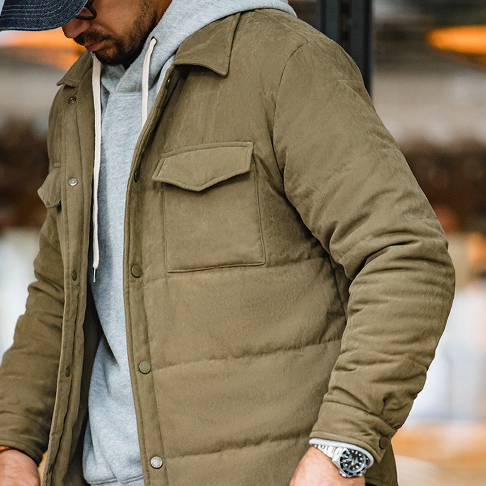 美式休閑雙面桃皮絨棉衣親膚保暖加厚棉襖短外套