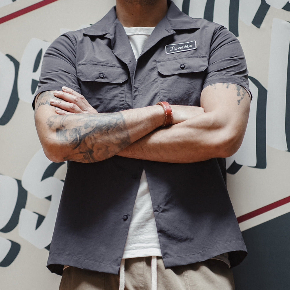 Toretto襯衫美式薄款硬漢短袖襯衣男夏
