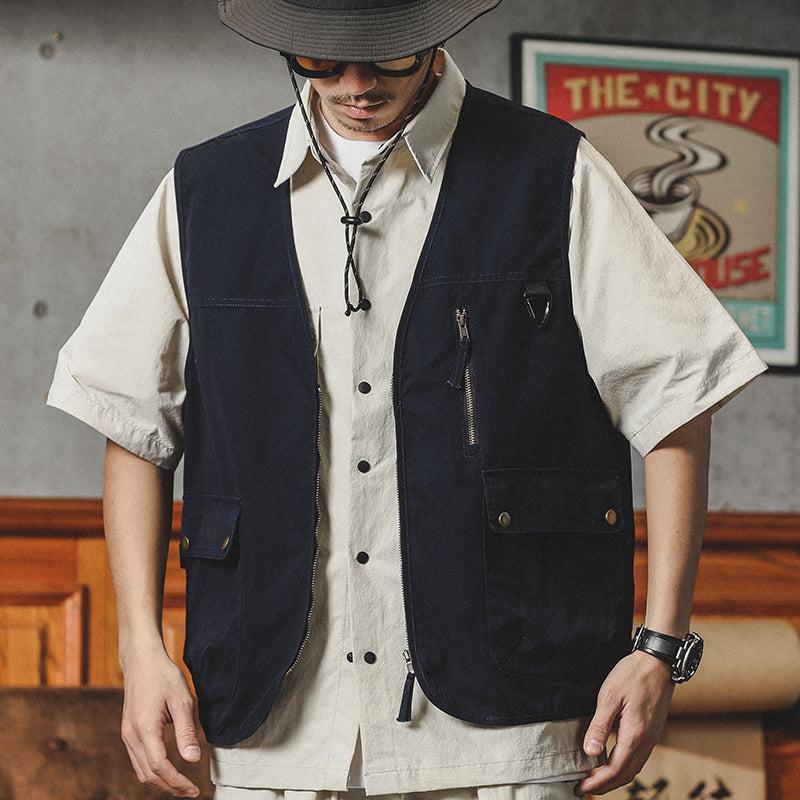 美式復古工裝馬甲男夏季山系戶外露營夾克外套潮牌馬夾